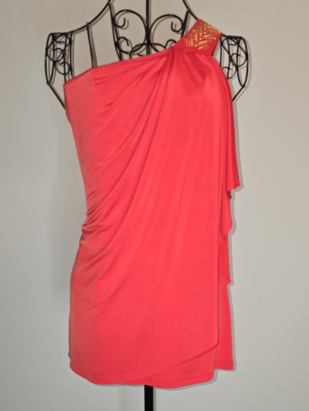Cache Coral Stretch Jersey Top with Scoop Neck